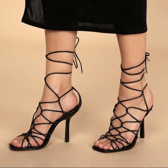 SCHUTZ “Heyde” Leather Lace Up High Heel Sandals, Size 8, NWT!!! - Picture 2 of 5